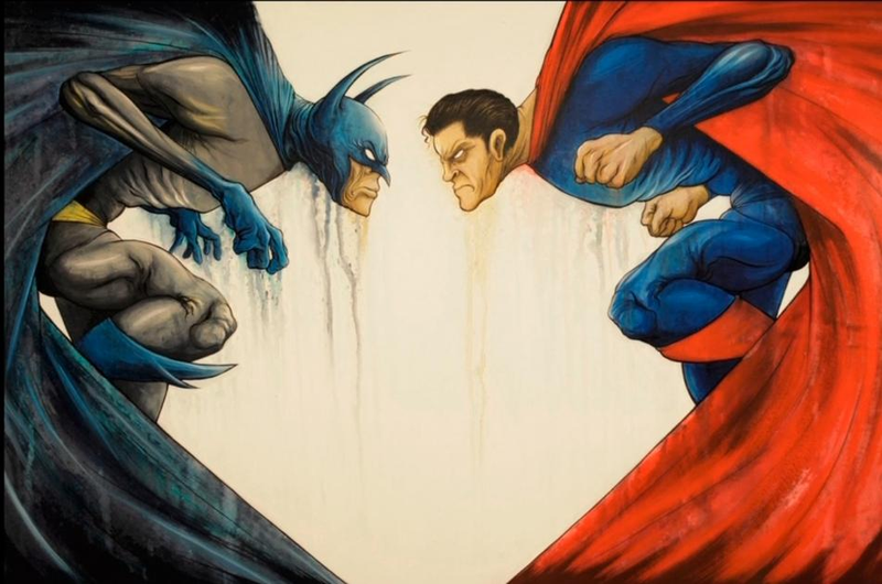 Illustration for article titled Zack Snyder commissioned these Batman vs. Superman paintings